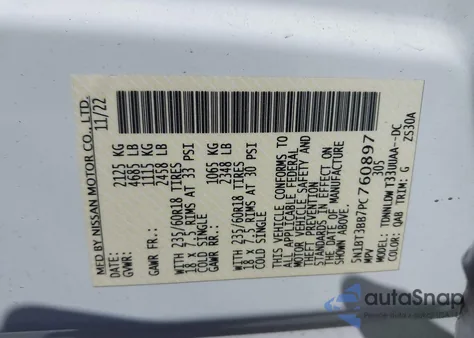 2023 Nissan Rogue Sv Intelligent Awd from USA, damaged, VIN 5N1BT3BB7PC760897